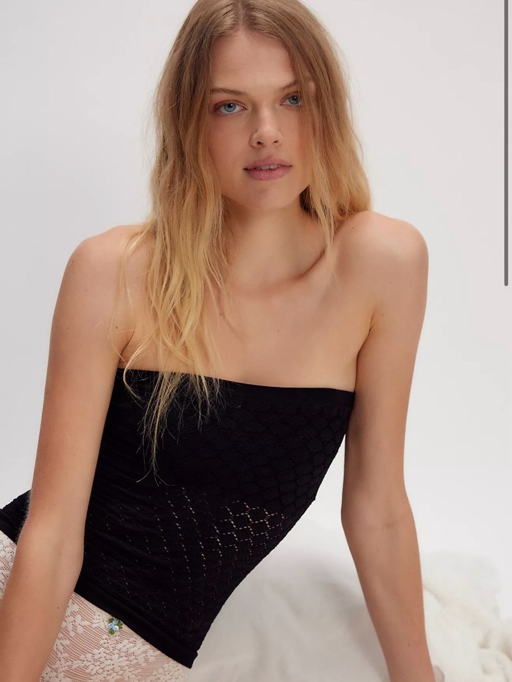 Free People Black Lace Crop Tube Top